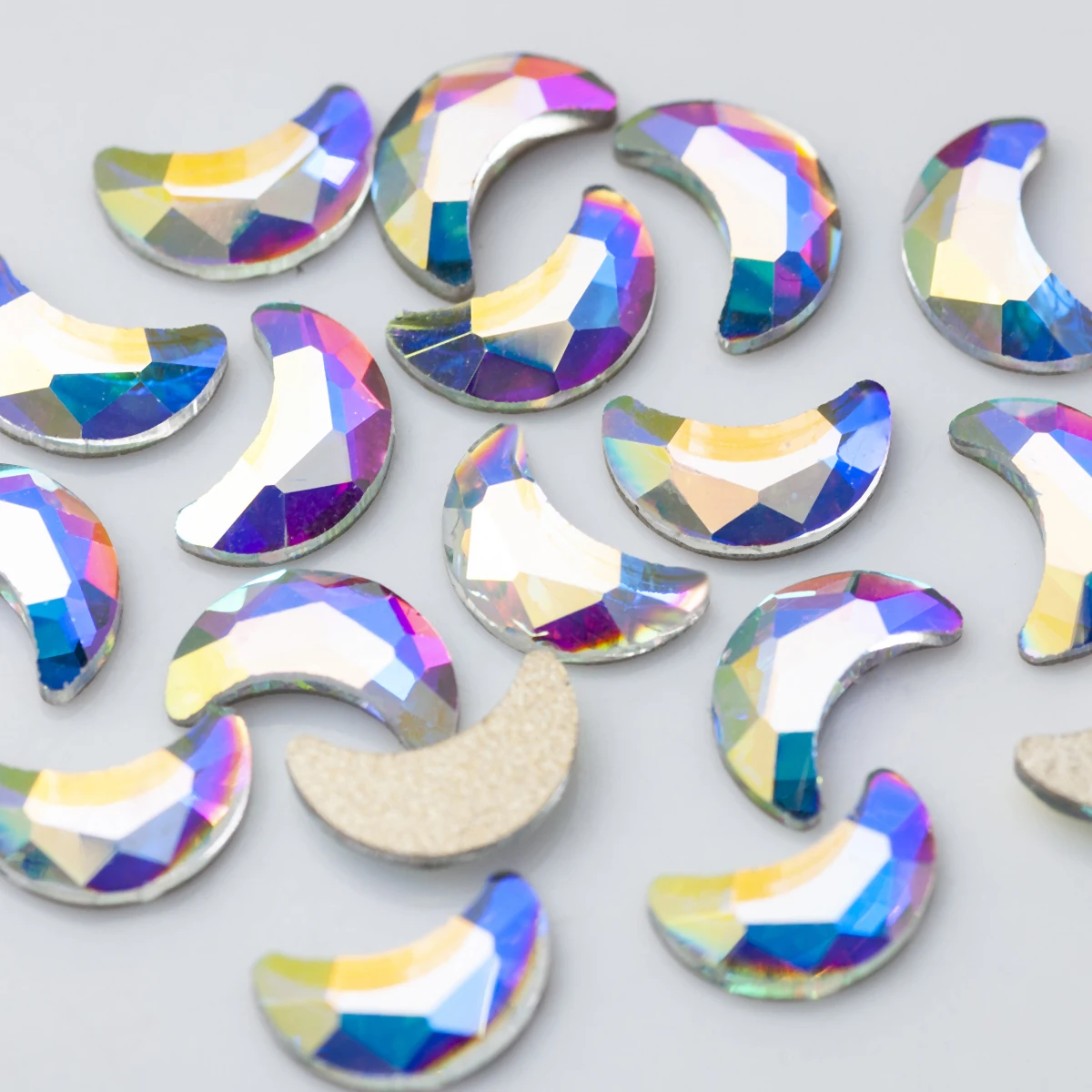 Луна 3x6 мм Стразы для дизайна ногтей 20 шт. прозрачные AB с плоской задней частью без