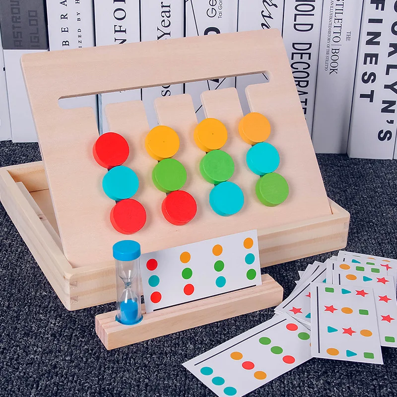 Обучающие игрушки Монтессори, слайд, настольная игра, разноцветные подходящие игрушки, развивающие деревянные Логические игрушки, слайд-игрушка
