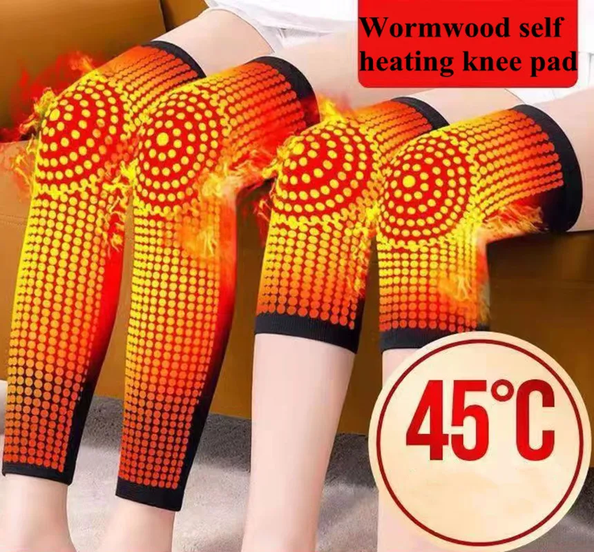 2PCS Wormwood Self Heating Knee Sleeve Warmer Knee Pad Women Men Older Arthritis Joint Pain Relief & Tendonitis Injury Recovery