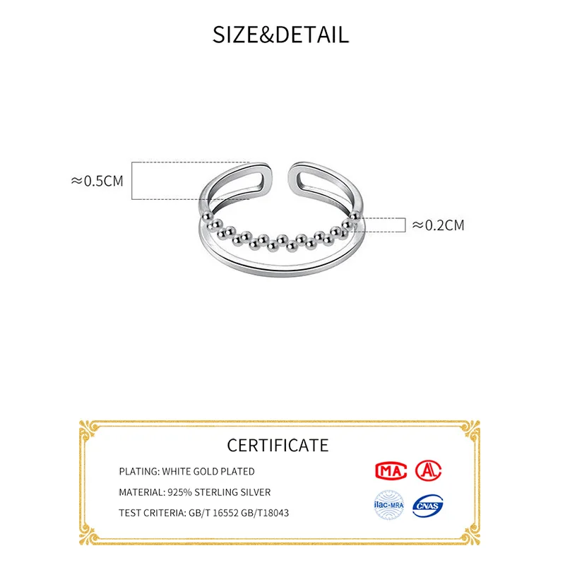 Женское регулируемое кольцо SOFTPIG из серебра 925 пробы с бусинами