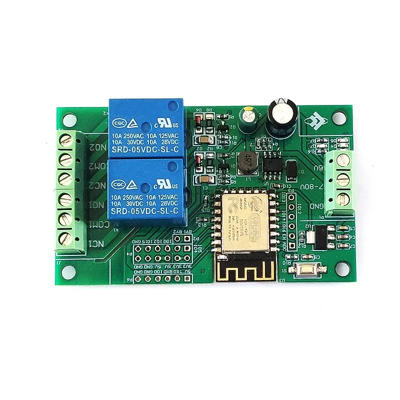 

DC 5V/8-80V ESP8266 Dual Channel WIFI Relay Module ESP-12F Development Board For IOT Smart Home Phone APP Switch Controller NEW