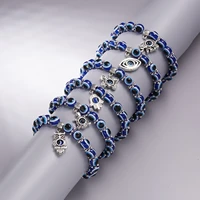 hand of fatima blue evil eye bracelet for women turkey thousand eyes wish handmade resins bead bangle elastic jewlery