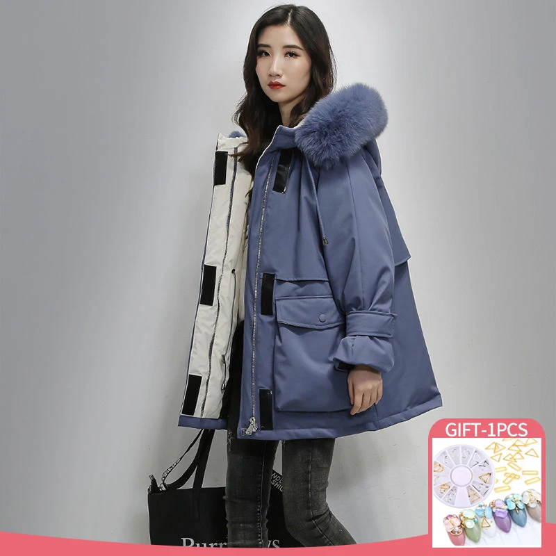 Winter Jacket New Women Parka Clothes Long Coat Wool Liner Hooded Jacket Fur Collar Thick Warm Snow Wear Padded Parka Outerwear