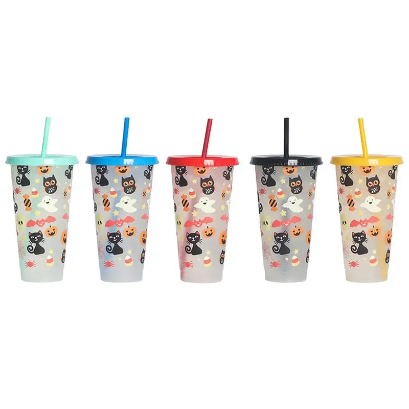 

Halloween Theme Straw Cup Coffee Mug Cup Reusable Safe Innovative Drinking Mugs For Party Bar Family Dinner
