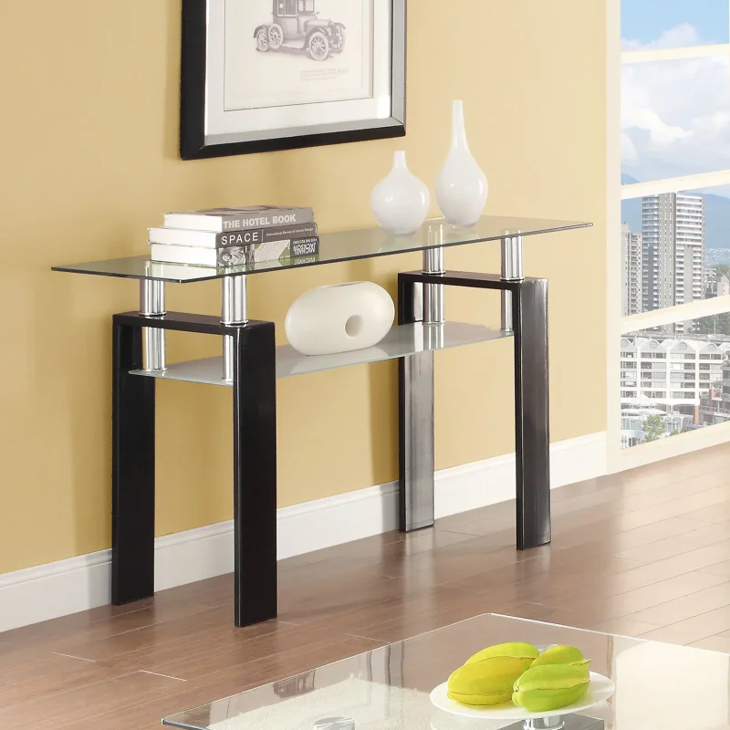 

Coaster Furniture Glass Top Sofa Table with Glass Shelf