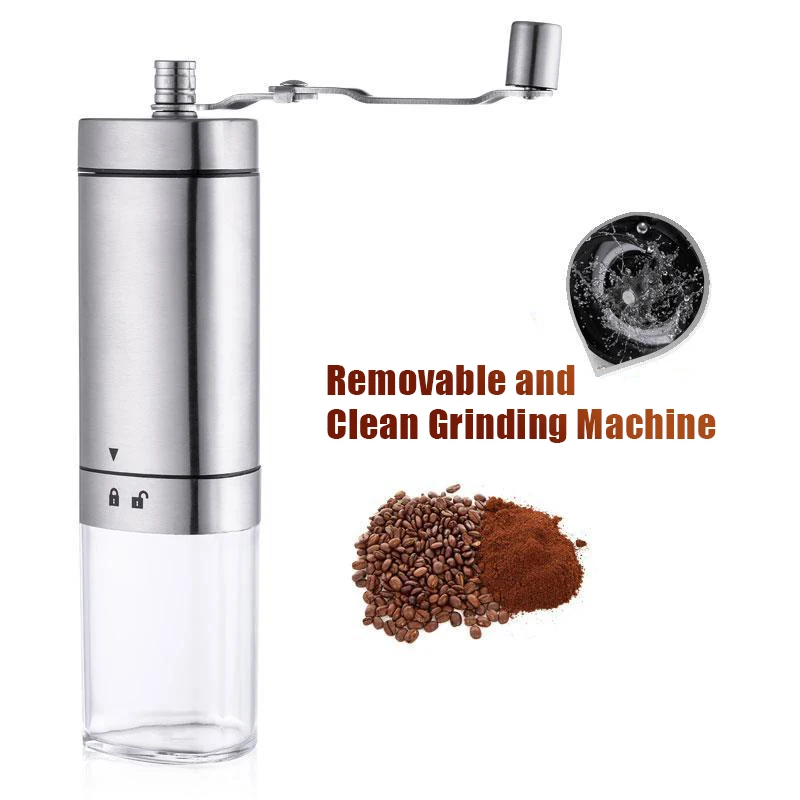 

Manual Coffee Grinder Conical Burr Mill With Adjustable Setting Portable Stainless Steel Hand Crank Coffee Bean Grinder