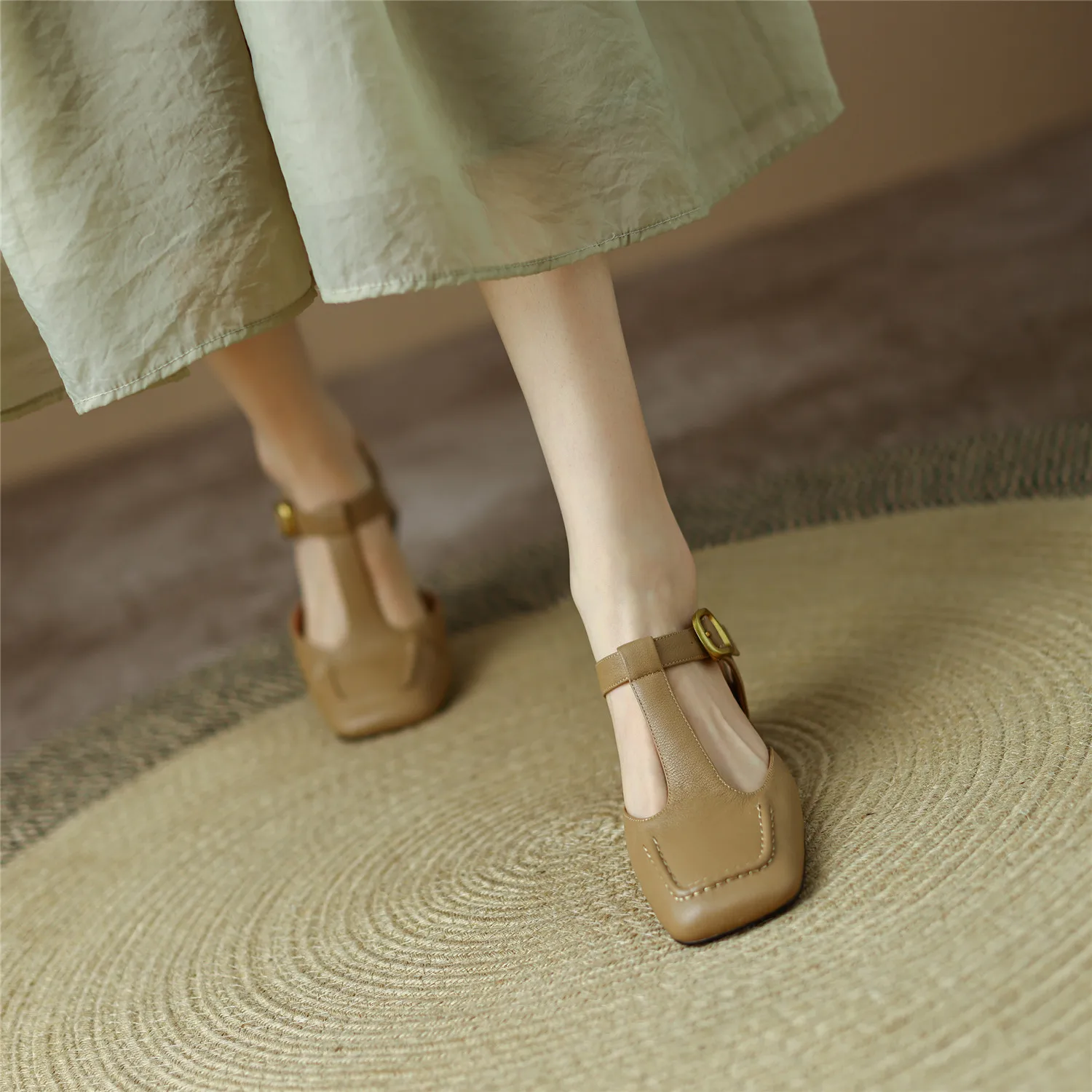 Women Sandals 2023 Summer New Luxury Genuine Cow Leather High Block Heel Buckle Pure Handmade Quality Shoes Big Size 42 Casual