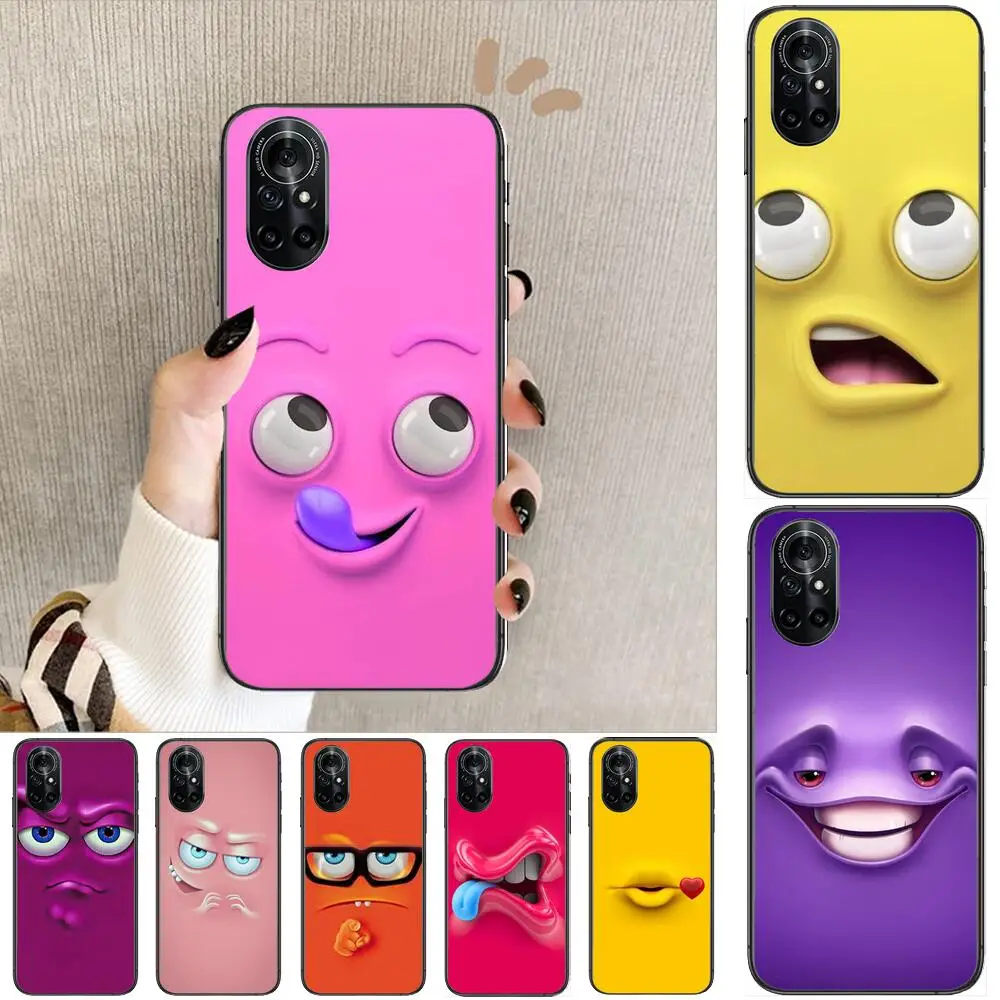 

Funny face Clear Phone Case For Huawei Honor 20 10 9 8A 7 5T X Pro Lite 5G Black Etui Coque Hoesjes Comic Fash design