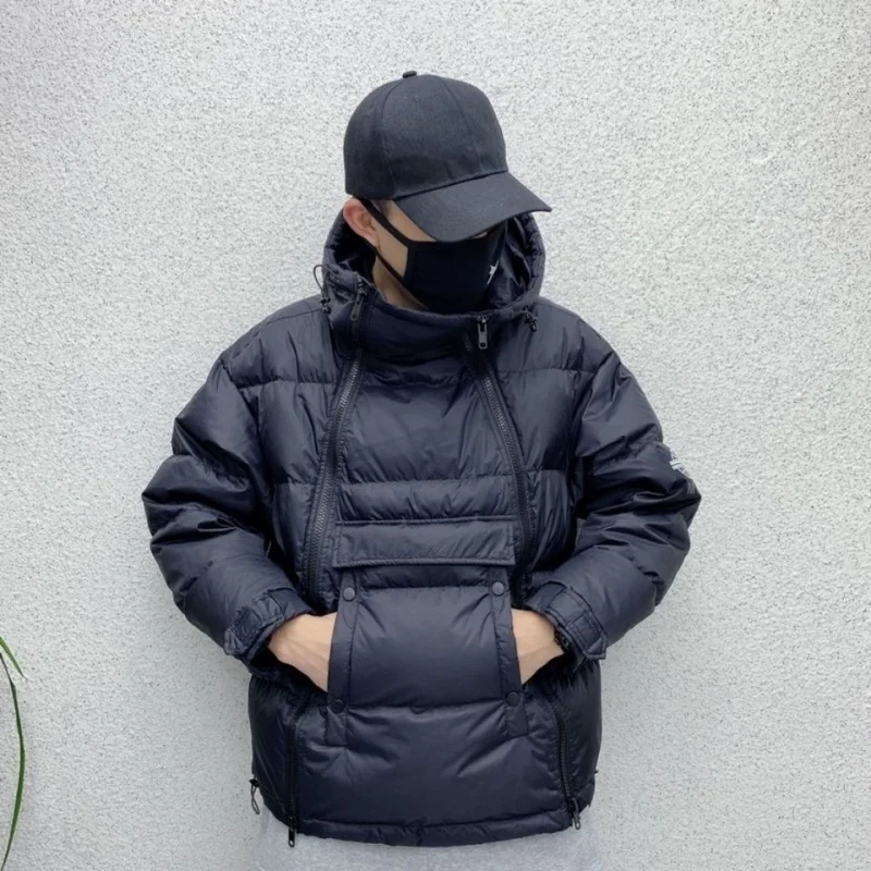 Winter men jacket new arrivals warm clothes diagonal zipper winter personality side hood bread coat fashion style mens coats