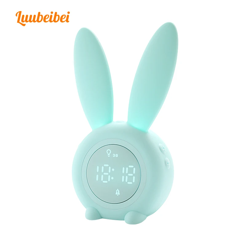Cute Bunny Ear LED Digital Alarm Clock Electronic USB Sound Control Rabbit Night Lamp Desk Clock Home Decoration
