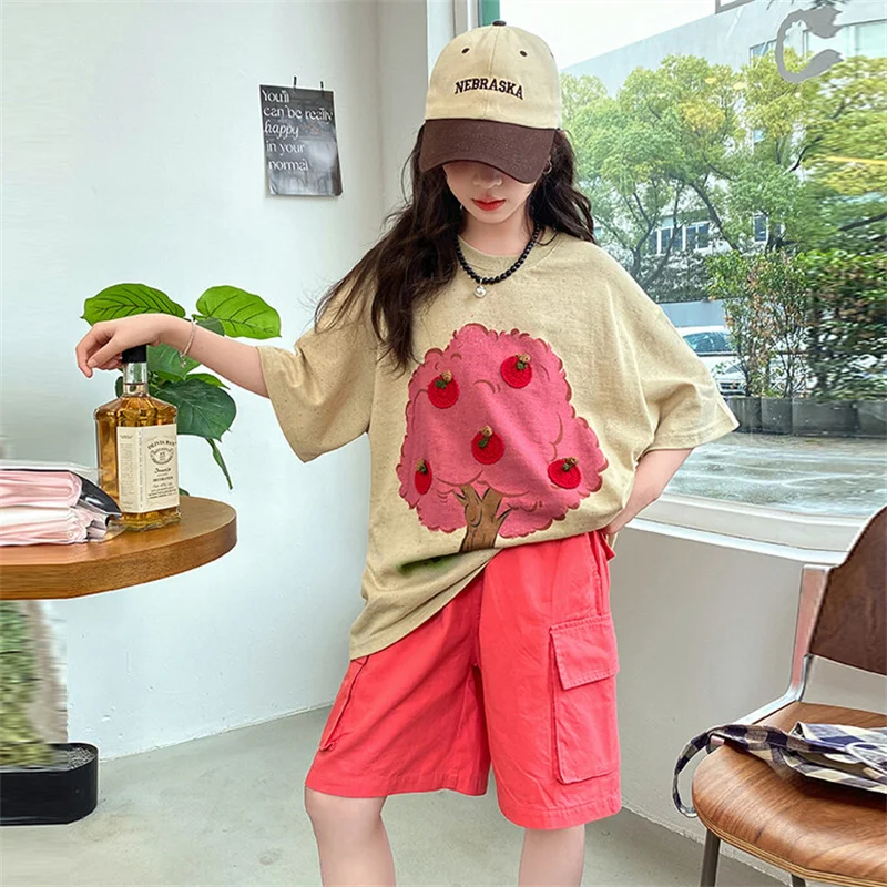 Комплект летнего платья для девочек новинка 2024 детский летний комплект из двух