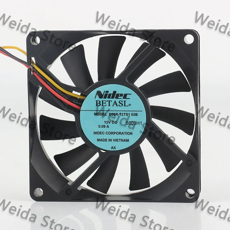 Фото Новый бесшумный вентилятор охлаждения Nidec DC12V 0.09A AC EC 8015 для шасси, 80X80X15MM, для преобразователей частоты, 3-проводной, D08R-12TS1 03B №1