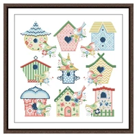beautiful birdhouse cross stitch kit cotton thread 18ct 14ct 11ct unprint canvas stitching embroidery diy