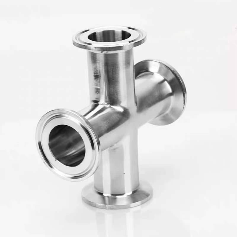 Фото Санитарный крестообразный фитинг SS304 на 4 направления, Tri-Clamp, Feerule, OD 50.5-119 мм, для домашнего пивоварения, для труб 3/4, 1, 2, 3, 4 дюйма, OD 19-102 мм, нержавеющая сталь №3