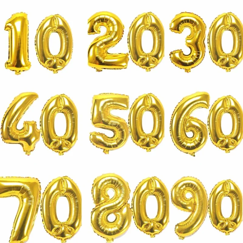 

32 Inch Number Figure Foil Balloons 10 20 30 40 50 60 70 80 90 Years Adult Old Birthday Party Anniversary Decoration Air Balloon