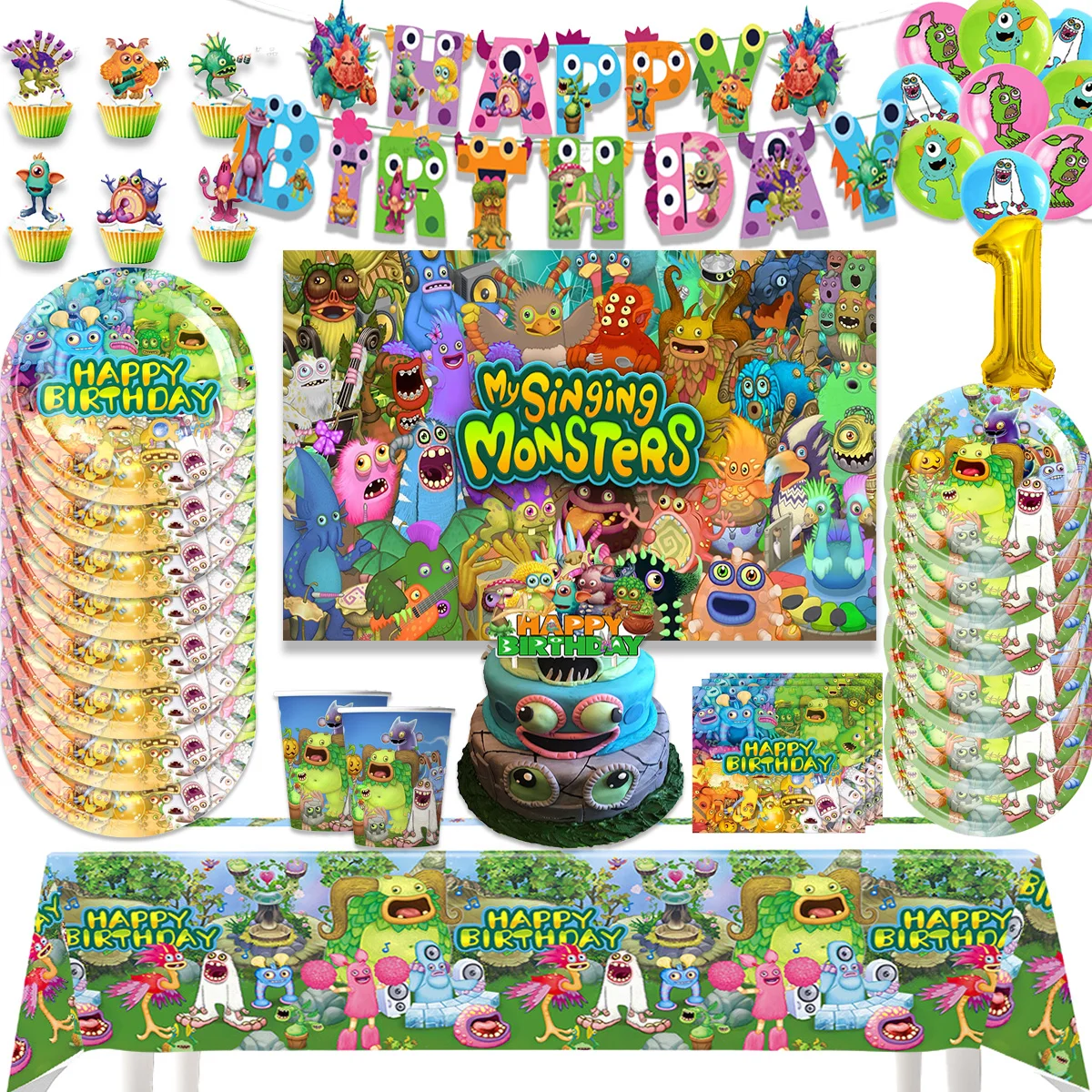 Мой Поющий монстр дизайнерский Декор одноразовая посуда наборы праздничные