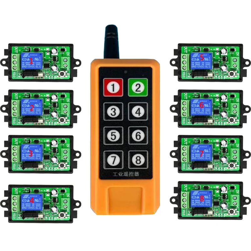 

Промышленный сектор DC 12V 24V 1CH RF беспроводной пульт дистанционного управления Переключатель радиоприемник с дистанционным управлением на ...