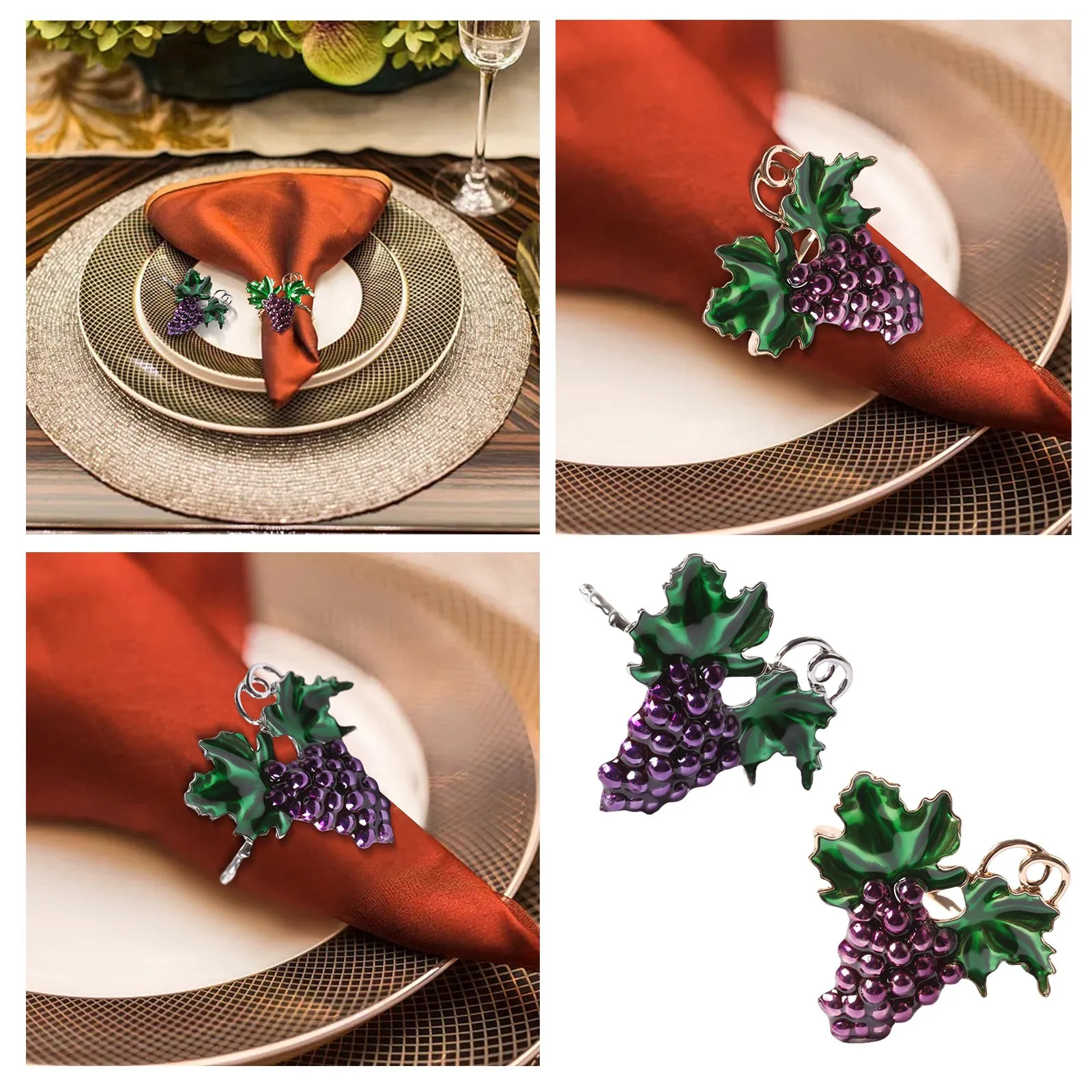 

Summer Creative New Purple Grape Napkin Buckle Napkin Ring Napkin Ring Metal Mouth Cloth Ring