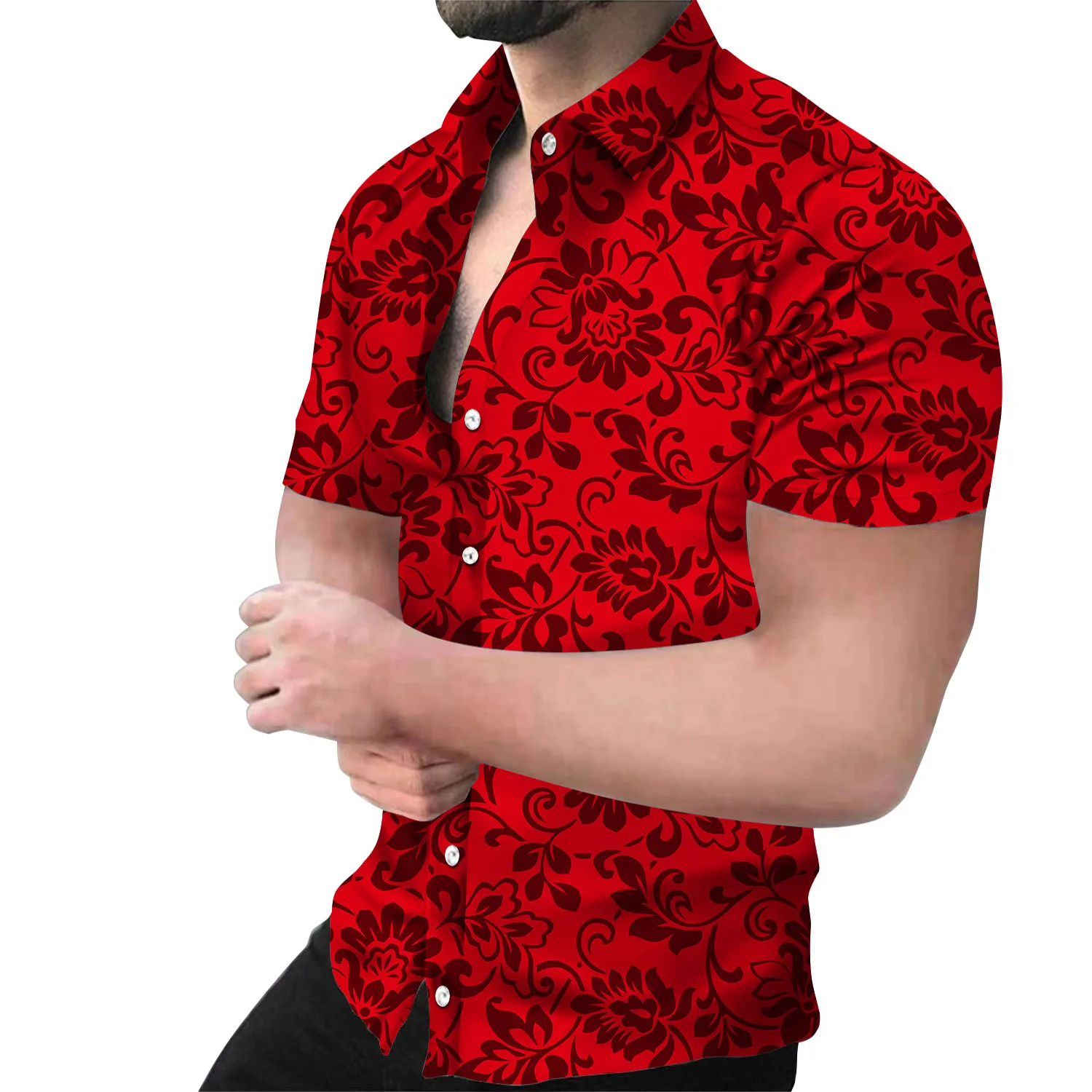 Summer Men's Fashion Casual Short Sleeve Printed Shirt