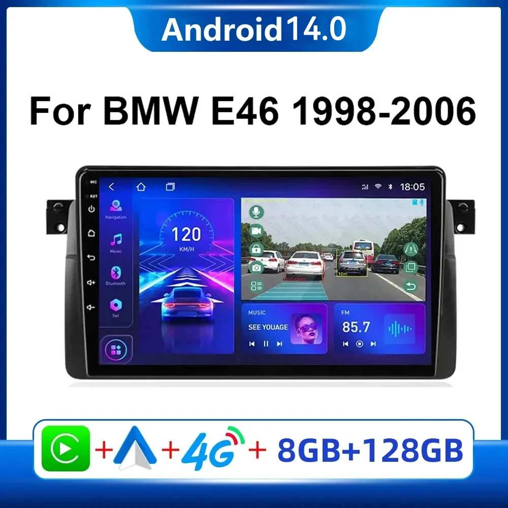 Автомагнитола 2 din Android 14 для BMW E46 Coupe M3 316i 318i 1998 -2005 2006 мультимедийный плеер
