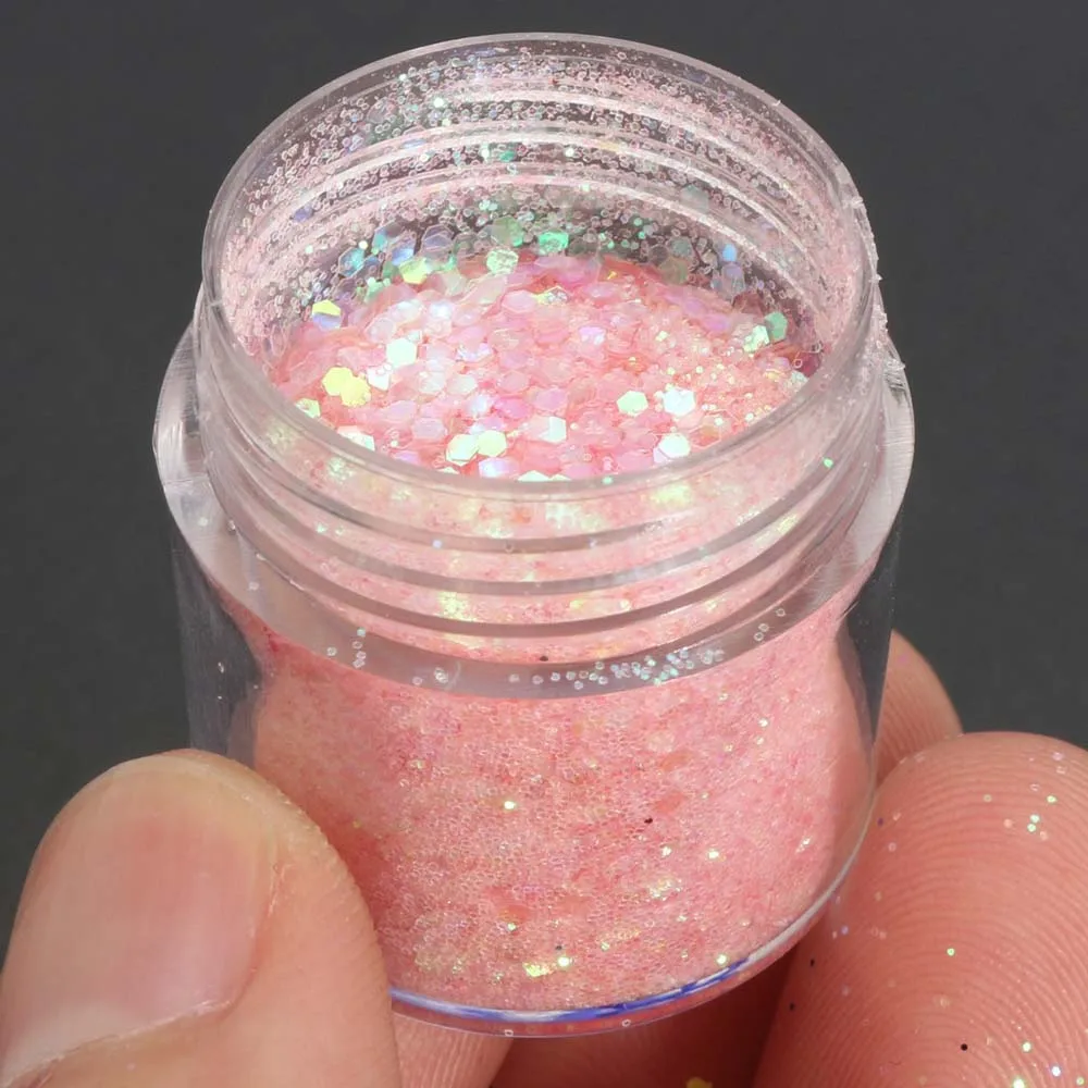 

4colors/Set Shiny Gradient Nail Glitter Powder Sequins Powder 3D Glitter Set For DIY Nail Art Decoration IN 10g Clear Jar