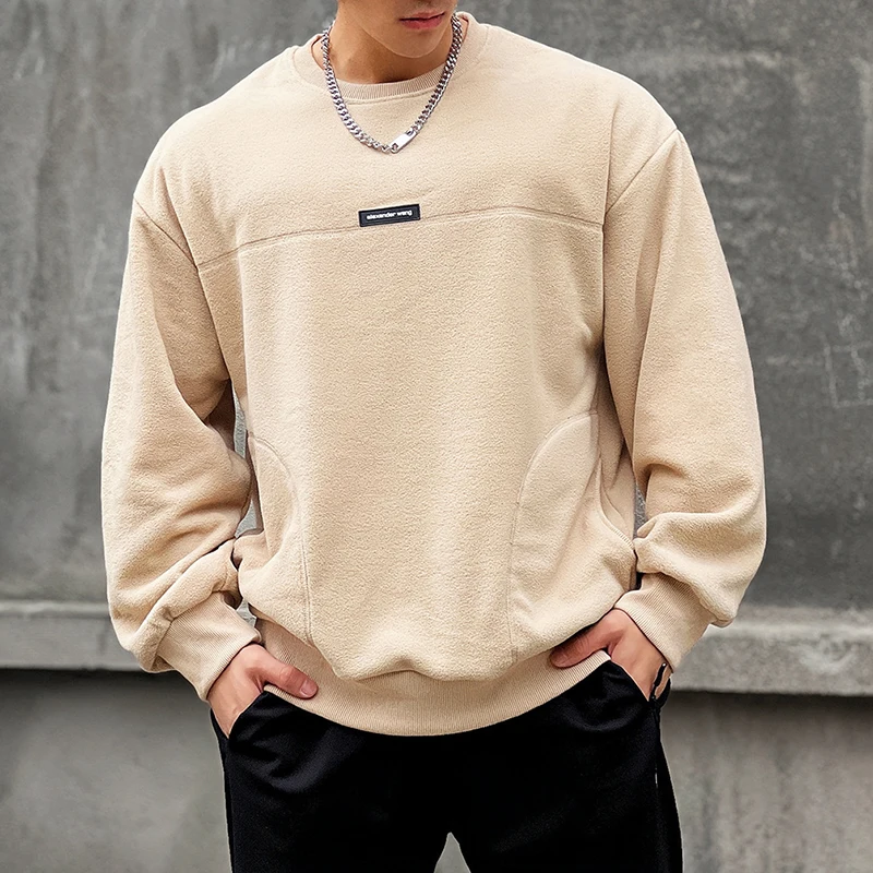 

Весенняя Модная стильная флисовая толстовка с круглым вырезом, мужской повседневный топ с буквенным принтом, толстовка с капюшоном, Осенни...