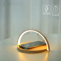 10w qi fast wireless charger table lamp for iphone x xr xs mobile charging holder night light pad stand desk