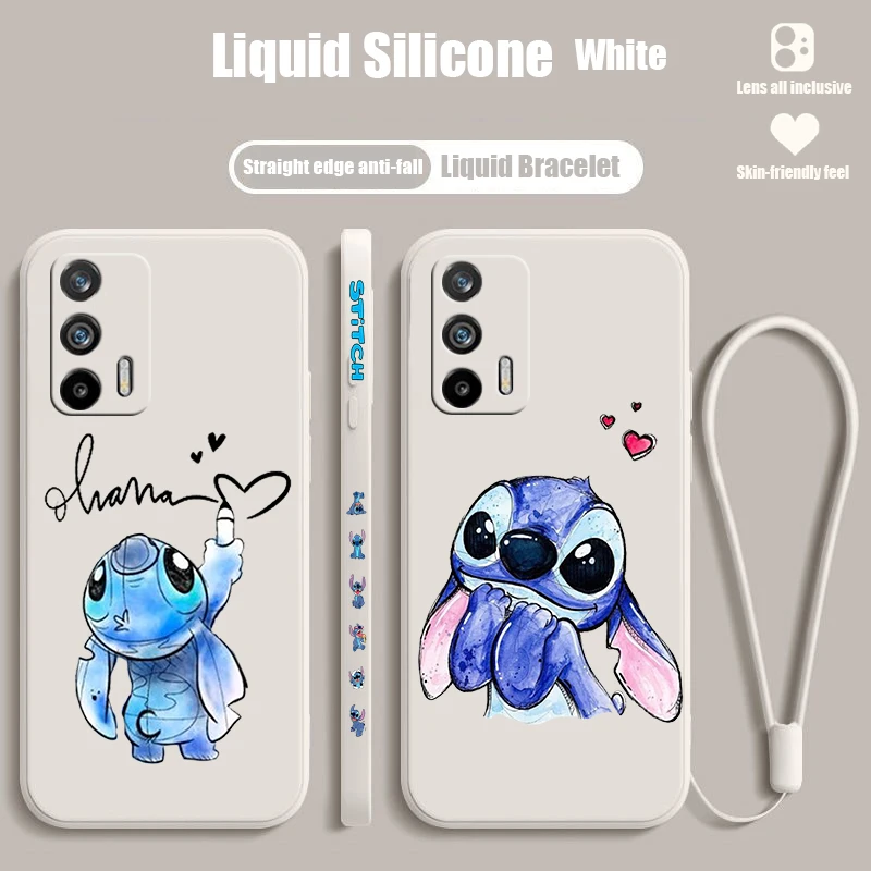 Ститч малыша Диснея для Realme Q5i V23 Narzo 50A 50i 10 9i 8i 7i 6s 6i 5i Prime Global жидкая левая веревка