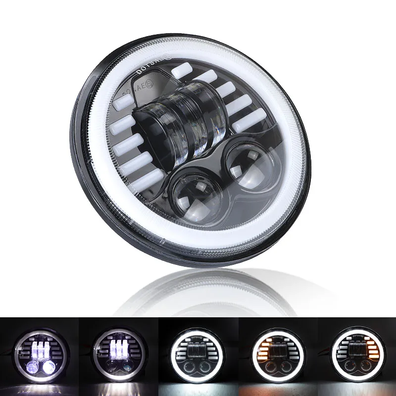 

5.75 Inch Round Motorcycle LED Headlight halo High Low Beam H4 Motorcycle Headlamp For Sportster XL 1200 883 Street 500 750
