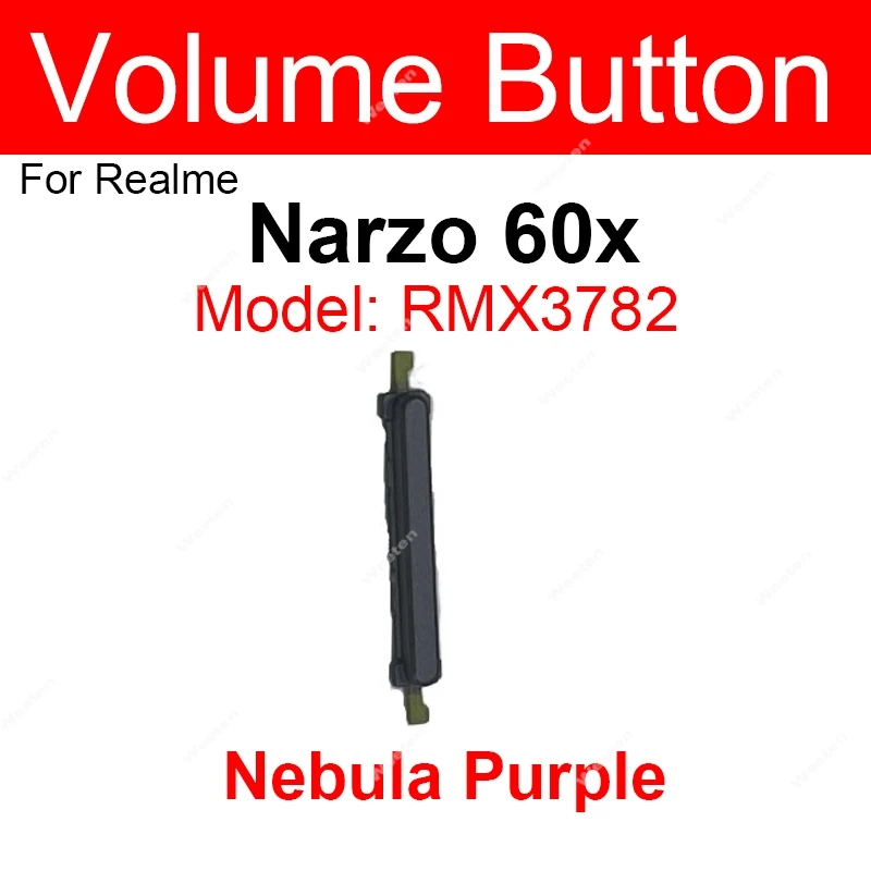 Кнопки регулировки громкости для Realme Narzo 60 60x60 Pro 5G Кнопка вверх и вниз Боковая