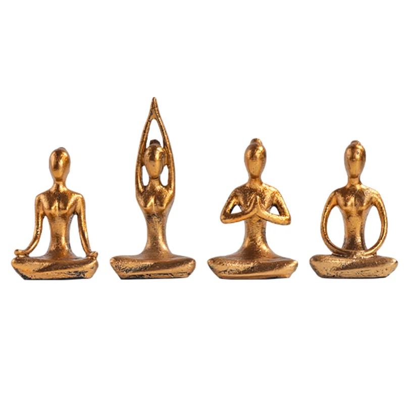 

4pcs/Set Lady Yoga Poses Figurine Simple Styles Girl Statue Home Sports Studio Decor Abstract Crafts Sculpture Desktop Ornament