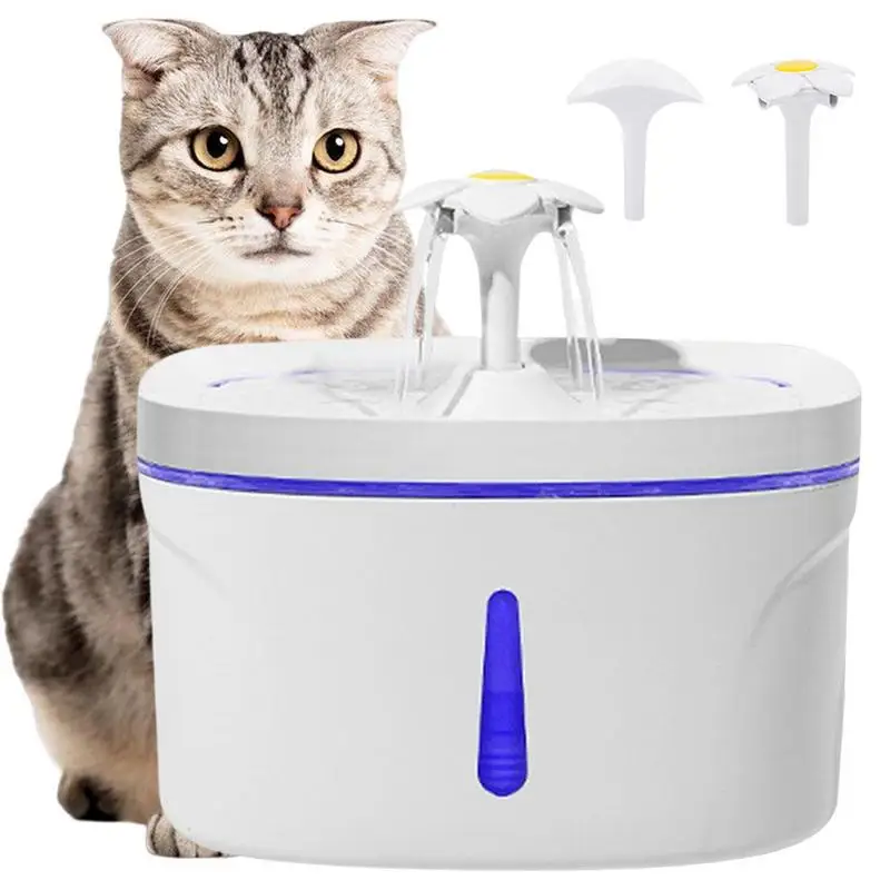 

Водяной фонтан для кошек, светодиодный автоматический дозатор воды для домашних животных, 84 унции/2,5 л, Сменный фильтр
