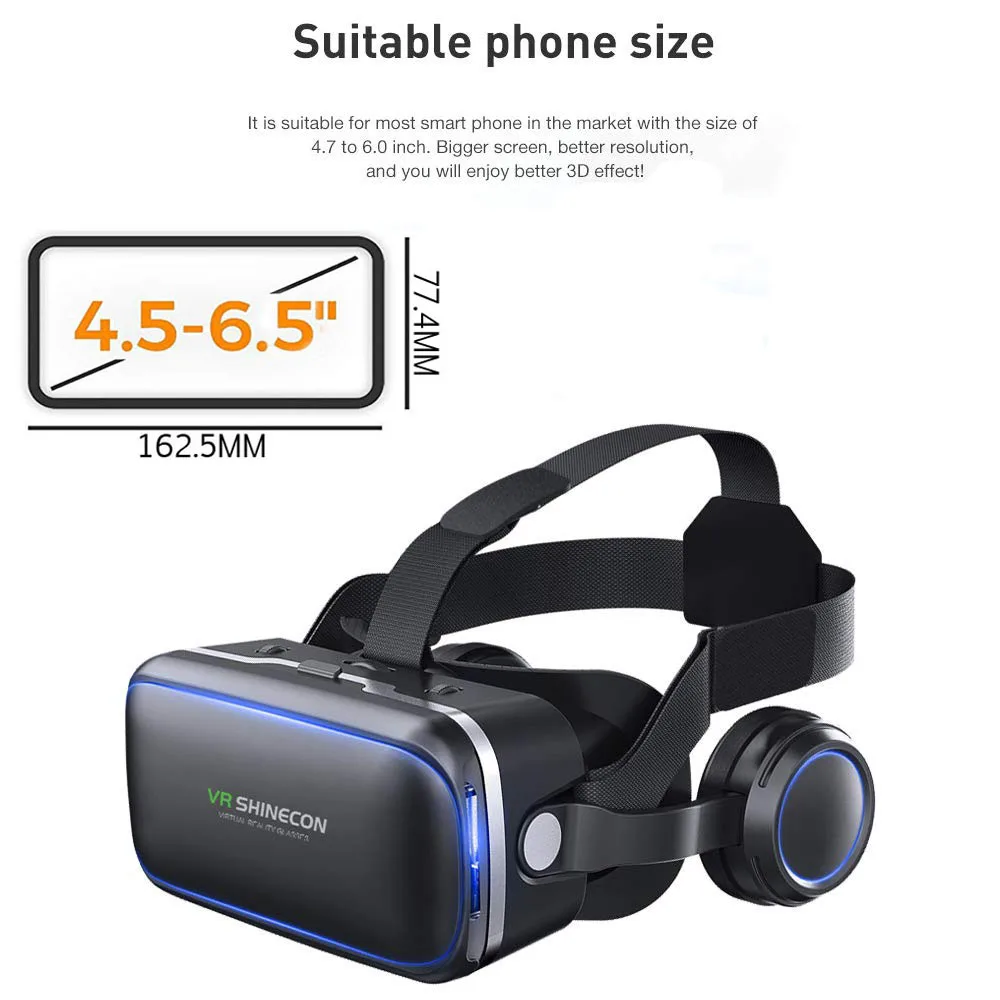 2022 Original VR Shinecon 6.0 Virtual Reality Glasses 3D Stereo Helmet Headset with Remote Control for IOS Android |