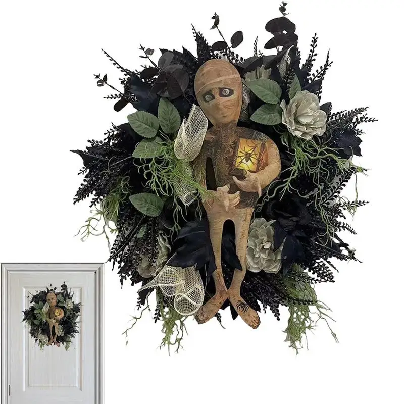 

Halloween Door Wreath Creepy Mummy Spider Wreath Garland Seasonal Decor For Haunted Houses Fireplace Front Door Gardens Bedrooms