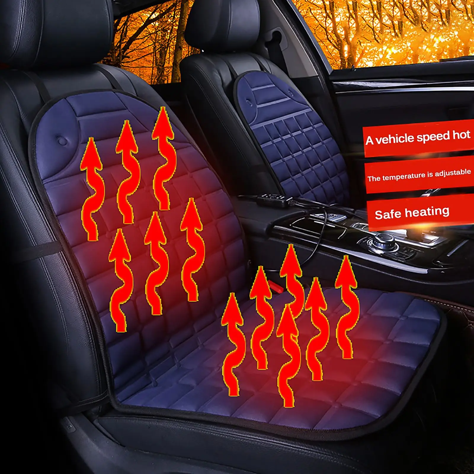 

2pcs Universal Heating Car Seat Pad Cushion Cover Heated Winter Seat Cushion