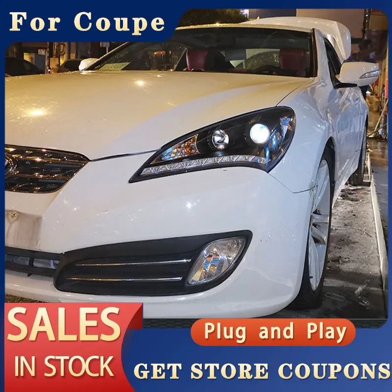 

Автомобильные светодиодный ные фары для Hyundai Genesis Coupe 2009-2012 фары Genesis Coupe DRL сигнал поворота Дальний свет ангельский глаз проектор
