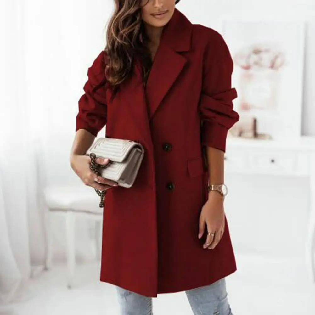 

Женское зимнее пальто, двубортный однотонный кардиган на пуговицах с длинным рукавом и лацканами, с защитой от холода, женское осеннее пальто для свиданий