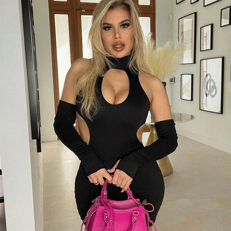 

Летние сексуальные платья с вырезами, женское облегающее мини-платье с длинным рукавом для женщин, одежда для вечеринки, клуба, с открытыми ...