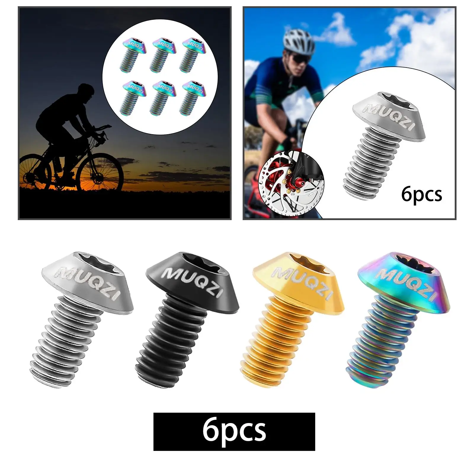 6 шт. болты ротора дискового тормоза велосипеда прочные титановые винты