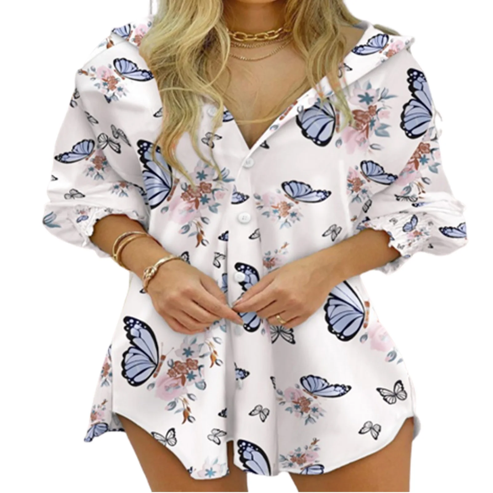 

Women's Button Down Tops Summer Oversized Loose Fit Stripes Tops for Vacations Holiday Wear