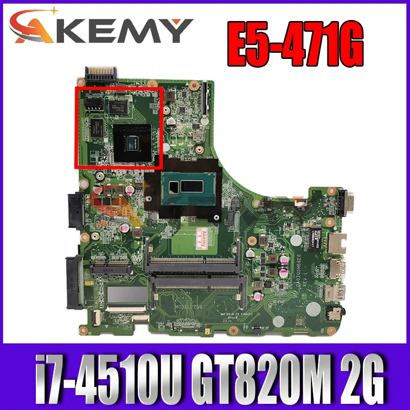 

Материнская плата Akemy DA0ZQ0MB6E0 ZQ0, для ACER, металлическая материнская плата для ноутбука, процессор i7 4510U GT820M 2G 100%, протестированная работа