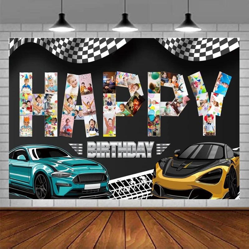 

Фон для фотосъемки для мальчиков, детей, гоночные автомобили, декор для вечеринки на день рождения, фон для фотосъемки, баннер, плакат для бу...