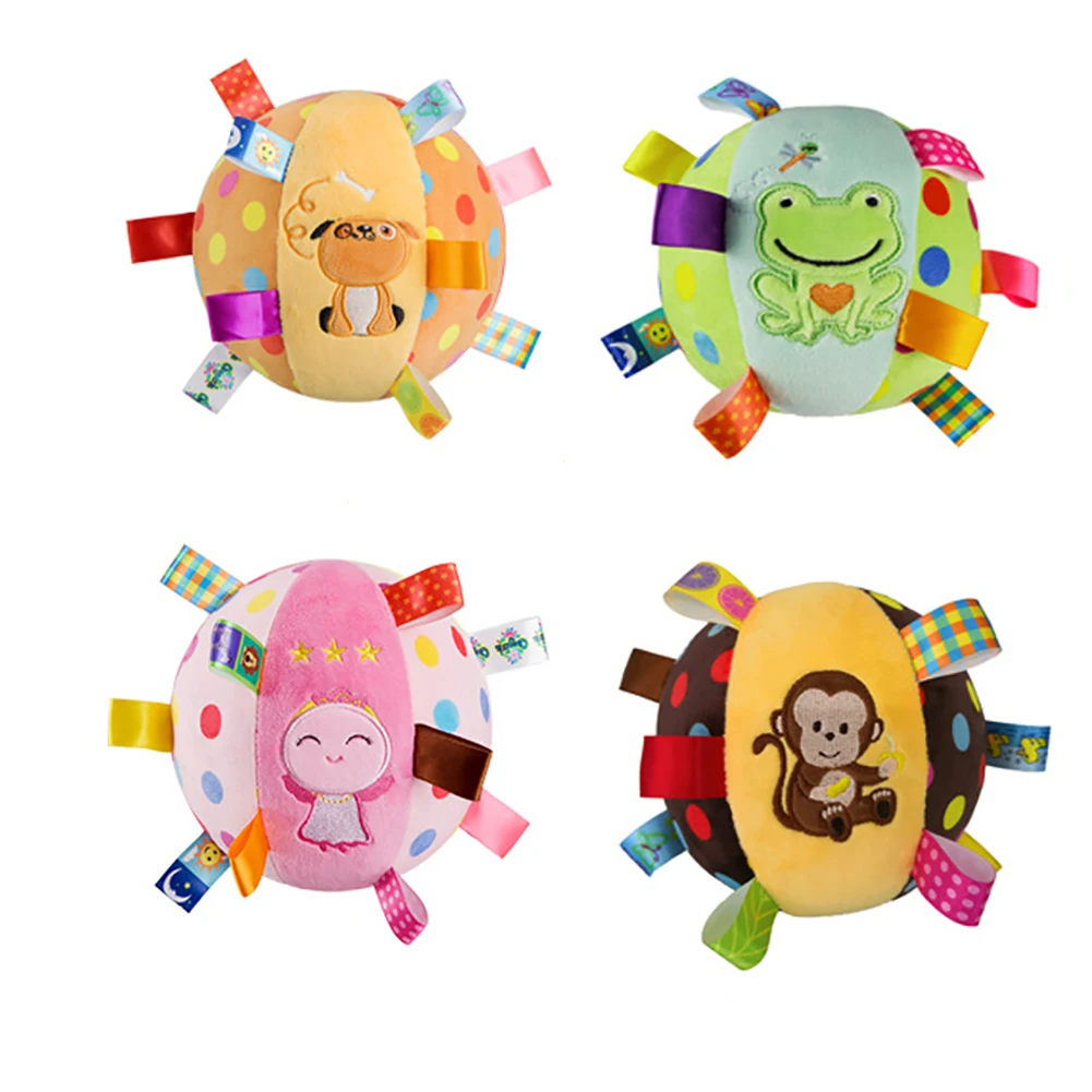 

Детская игрушка-погремушка с шариком, развивающее кольцо-колокольчик с животным, подарок для малыша, развивающая игрушка для новорожденных