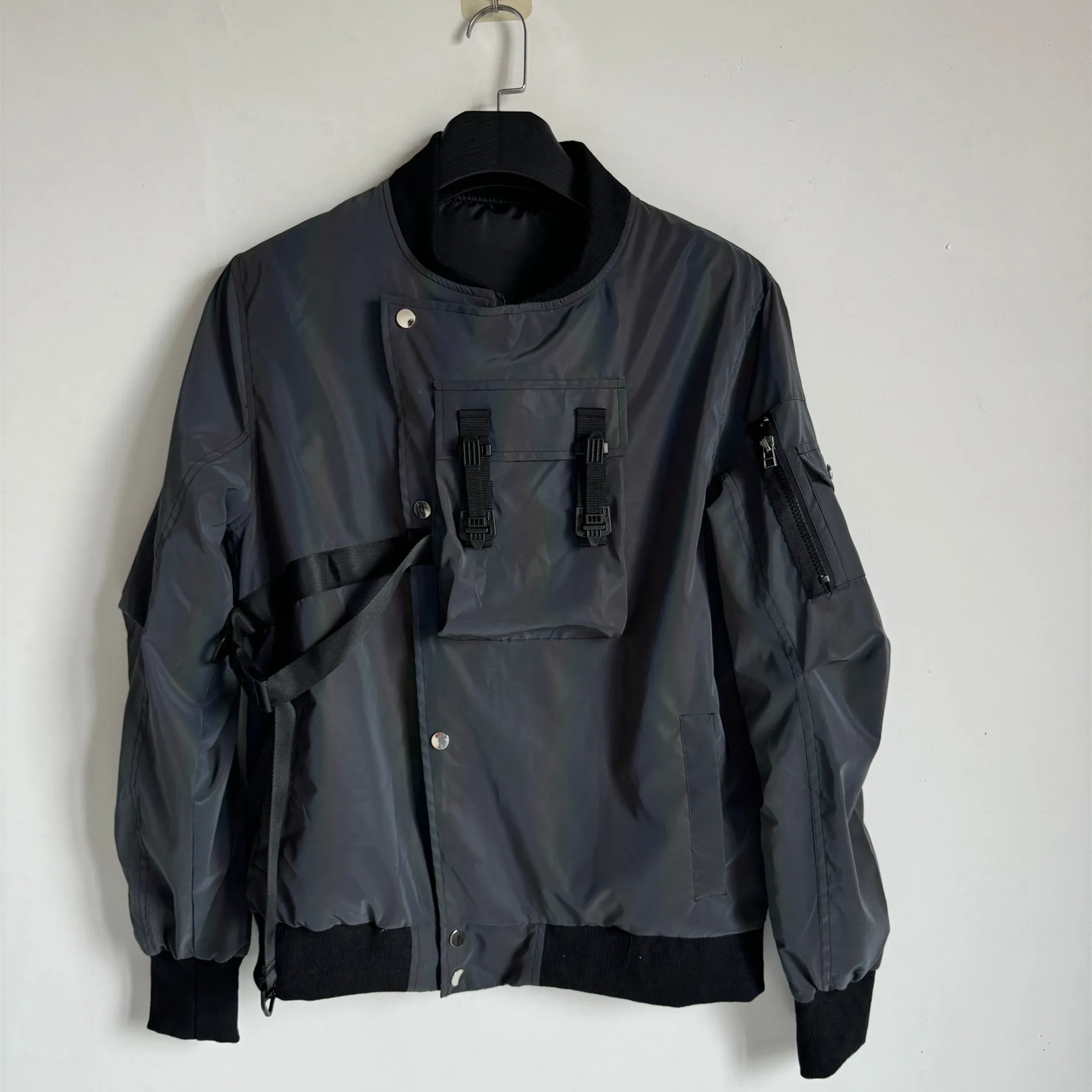 Мужская светоотражающая куртка Techwear модная красочная куртка-бомбер с карманами