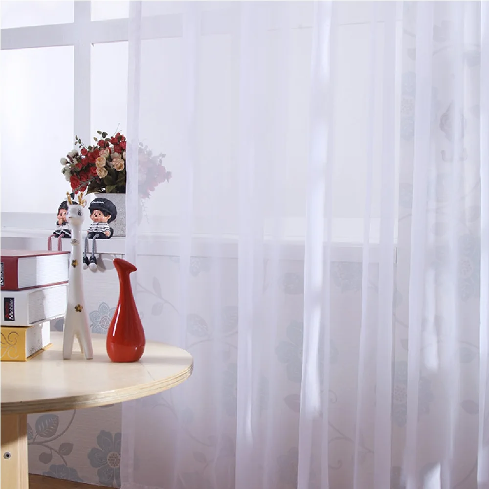 

2022 New Curtains for Living Dining RoomTerylene Window Screen White Translucent Solid Color Screen Bedroom