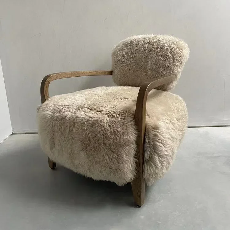 Кресло-Лаунж Runxi Yeti из овчины кресло для гостиной с тканевой и кожаной обивкой