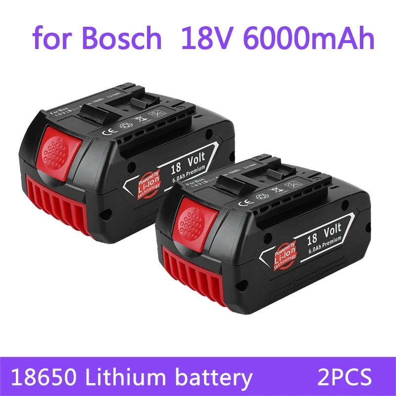 Аккумулятор 18 в 6,0 Ач для электродрели Bosch, перезаряжаемая литий-ионная батарея BAT609, BAT609G, BAT618, BAT618G, BAT614 + 1, зарядное устройство