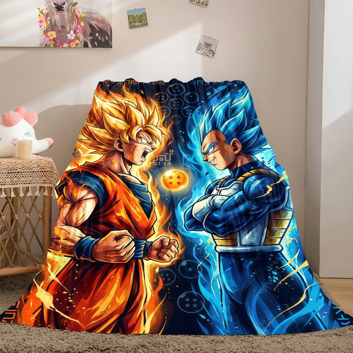 Фото Фланелевое одеяло с ярким принтом Dragon Ball, с изображением персонажей мультфильмов, для спальни, мягкий декоративный плед для дома, для путешествий и пикников_LIAN №5