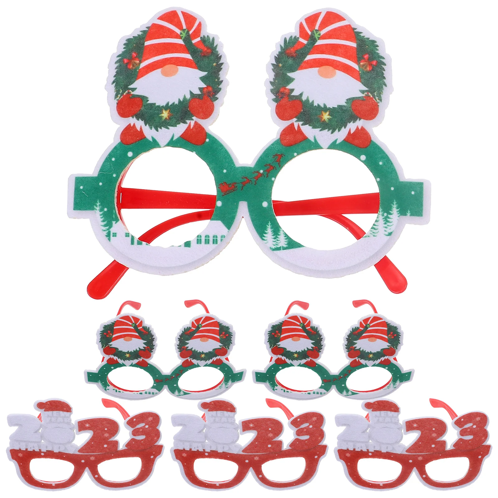 

6 Pcs Xmas Glasses Frames Photo Prop Christmas Party Supply Ornaments Wreath Props Plastic Elder Decor