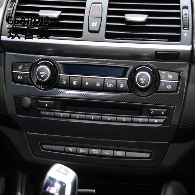 

For BMW X5 E70 X6 E71 2008-2014 Console CD Panel Air Condition Vent switch Buttons Cover Decorative Car Carbon fiber Accessories